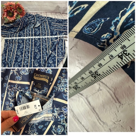NWT cremieux premium denim boho western tropical Men's Shirt cotton blend - Picture 6 of 6
